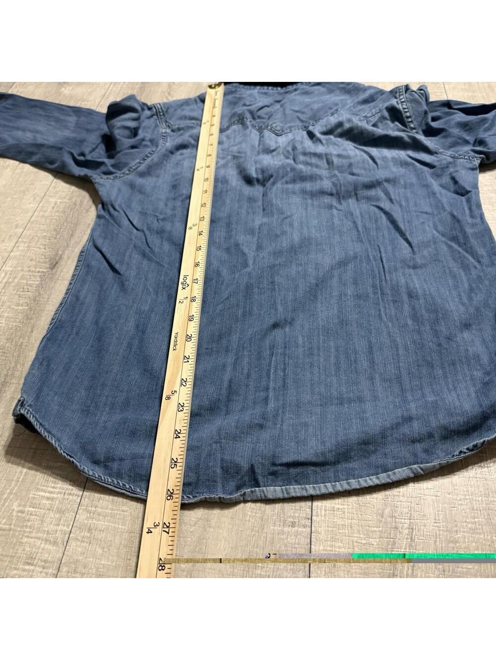 Aeropostale Denim 2014 Western Shirt Blue Pearl Snap Long Sleeve Cowboy Men S - Picture 5 of 8